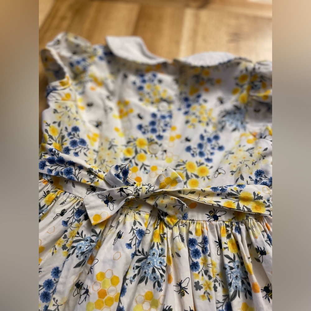 Bonnie Jean girls' yellow and blue floral smocked bee dress - Picture 5 of 5